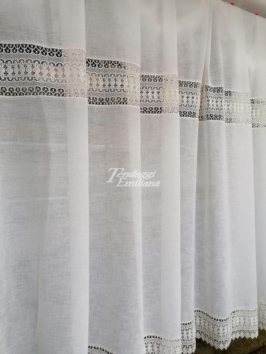 Misto lino ASYA con 2 bande di MACRAME' GRANDE ALTEZZA (365 CM)