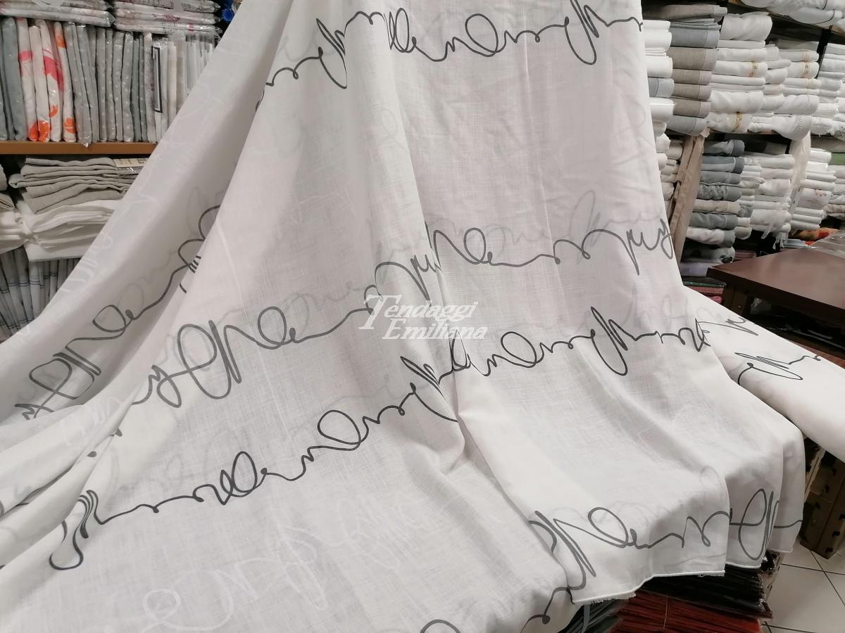 Tenda a metraggio con scritte modello TEOREMA in misto lino 