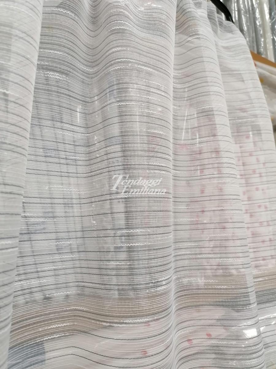 Tendina CALAFURIA in voile rigato grigio-naturale