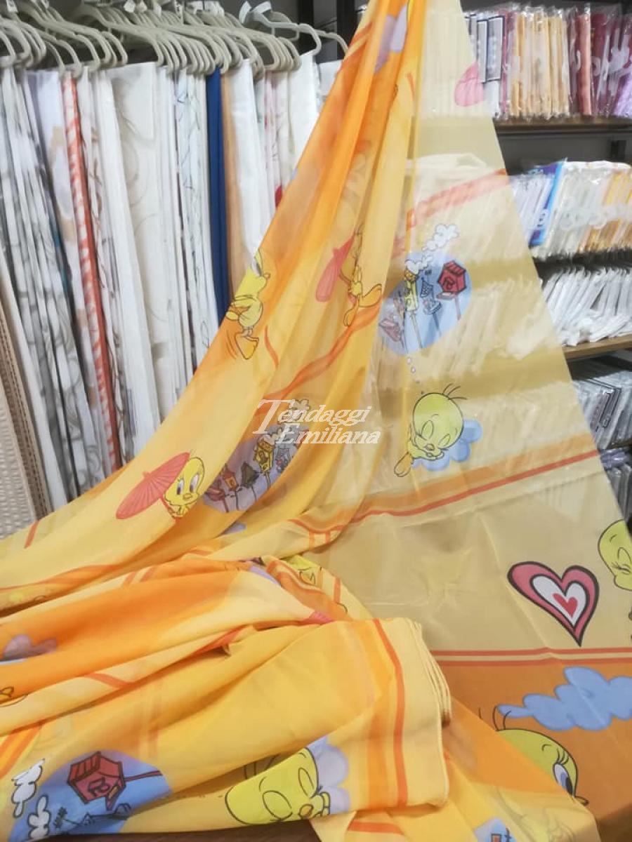 SVENDITA tendine in tessuto satin giallo/arancione Altezza 155 cm METRAGGIO bambini Tenda 