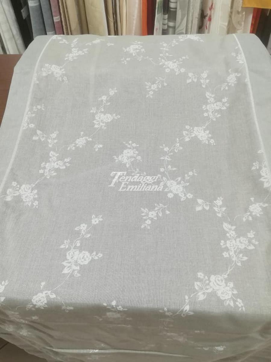Tendina a vetro FLOWER in misto lino made in Italy